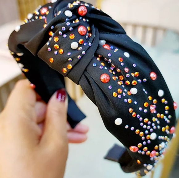 Women's Beaded Headband. Black. New - Picture 1 of 7